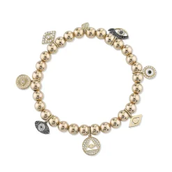Gold & Diamond Protection Multi-Charm on Gold Beads