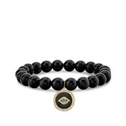 Gold & Diamond Protective Eye Coin On Onyx