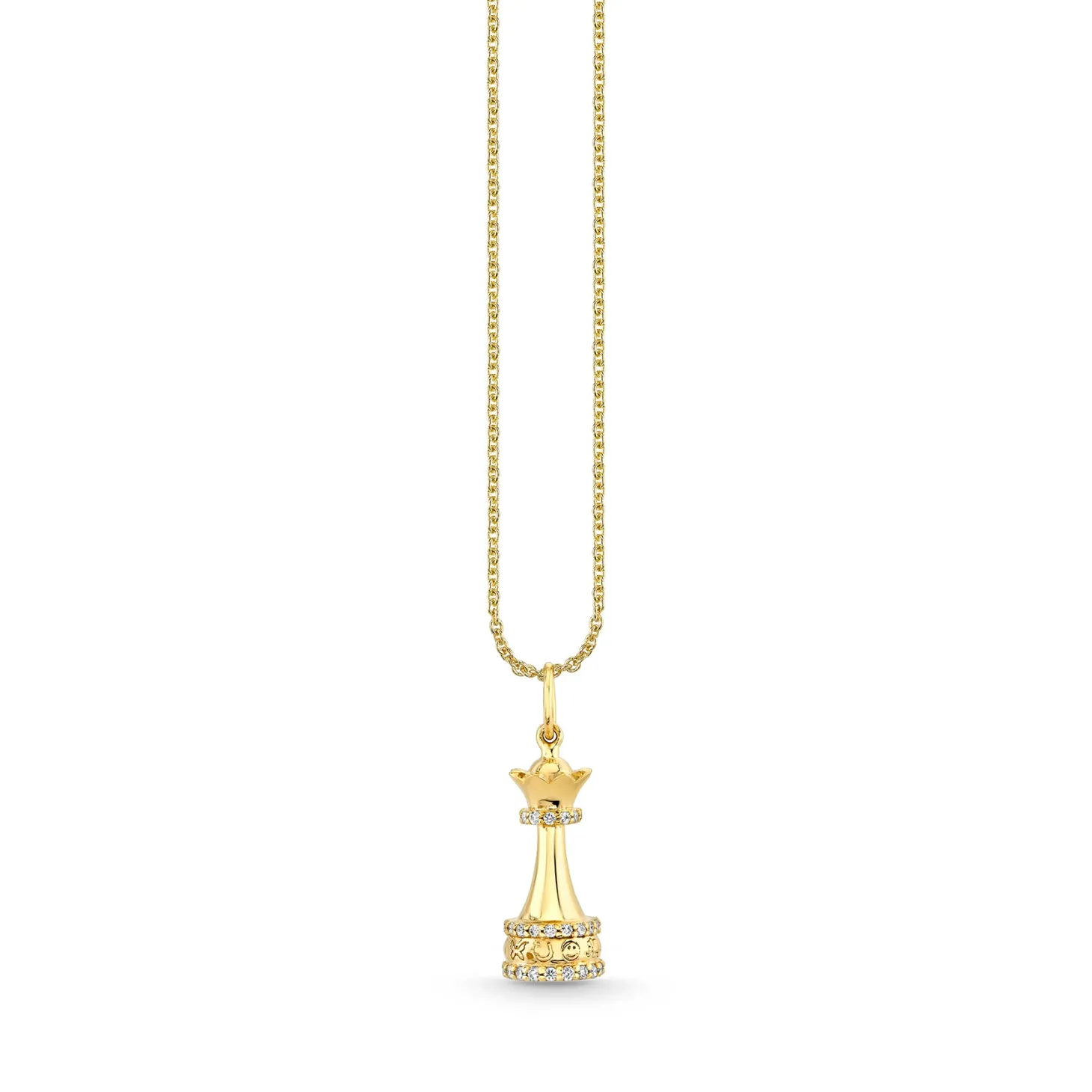 Gold & Diamond Queen Chess Piece Charm
