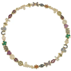 Gold & Diamond Rainbow Anniversary Multi-Icon Eternity Necklace