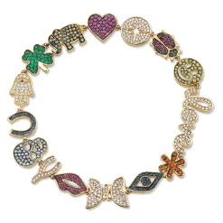 Gold & Diamond Rainbow Multi-Icon Bracelet