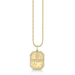 Gold & Diamond Rectangular Tricon Charm