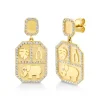 Gold & Diamond Rectangular Tricon Drop Earrings
