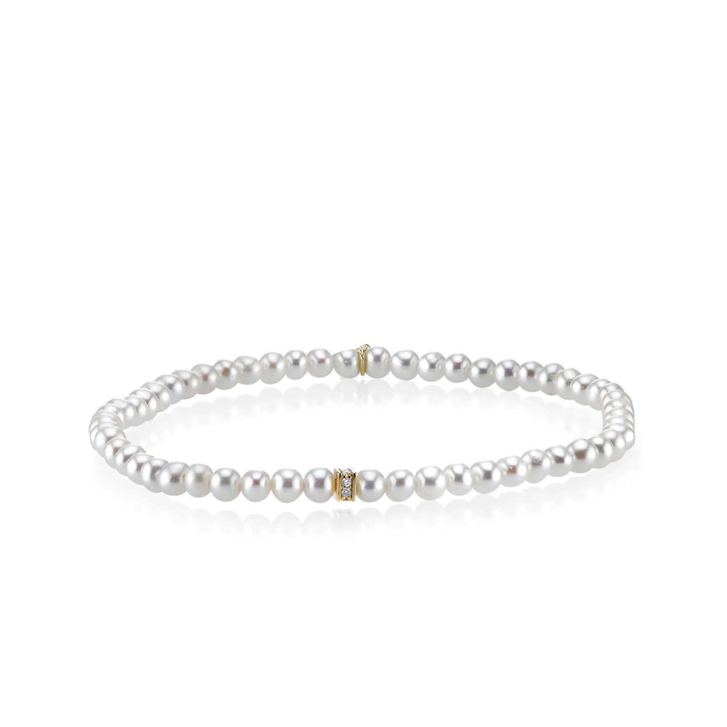 Gold & Diamond Rondelle on Pearls