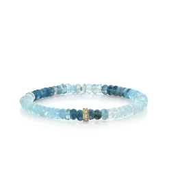 Gold & Diamond Rondelle on Aqua