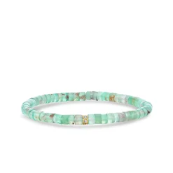 Gold & Diamond Rondelle on Aquaprase Heishi