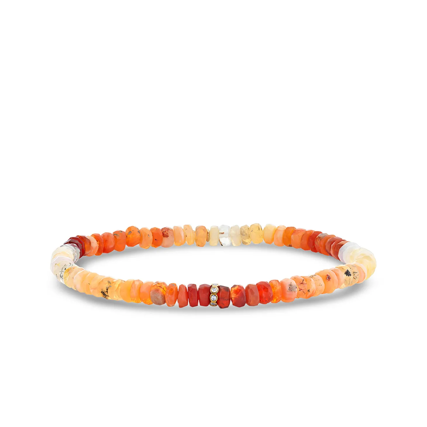 Gold & Diamond Rondelle on Fire Opal