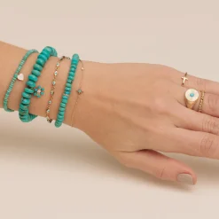 Gold & Diamond Rondelle on Turquoise