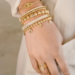 Gold & Diamond Rondelle on Gold Beads