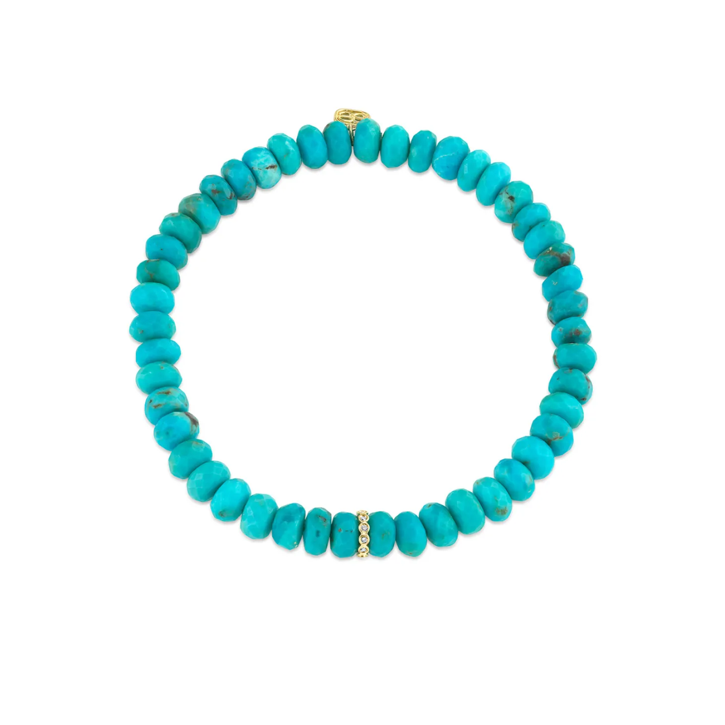 Gold & Diamond Rondelle on Turquoise