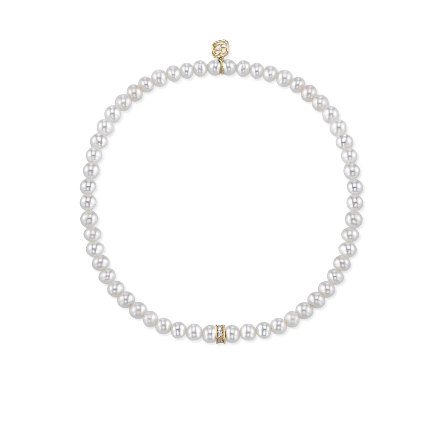Gold & Diamond Rondelle on Pearls