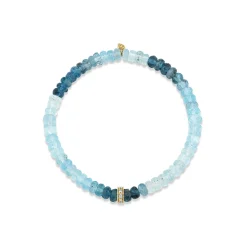 Gold & Diamond Rondelle on Aqua