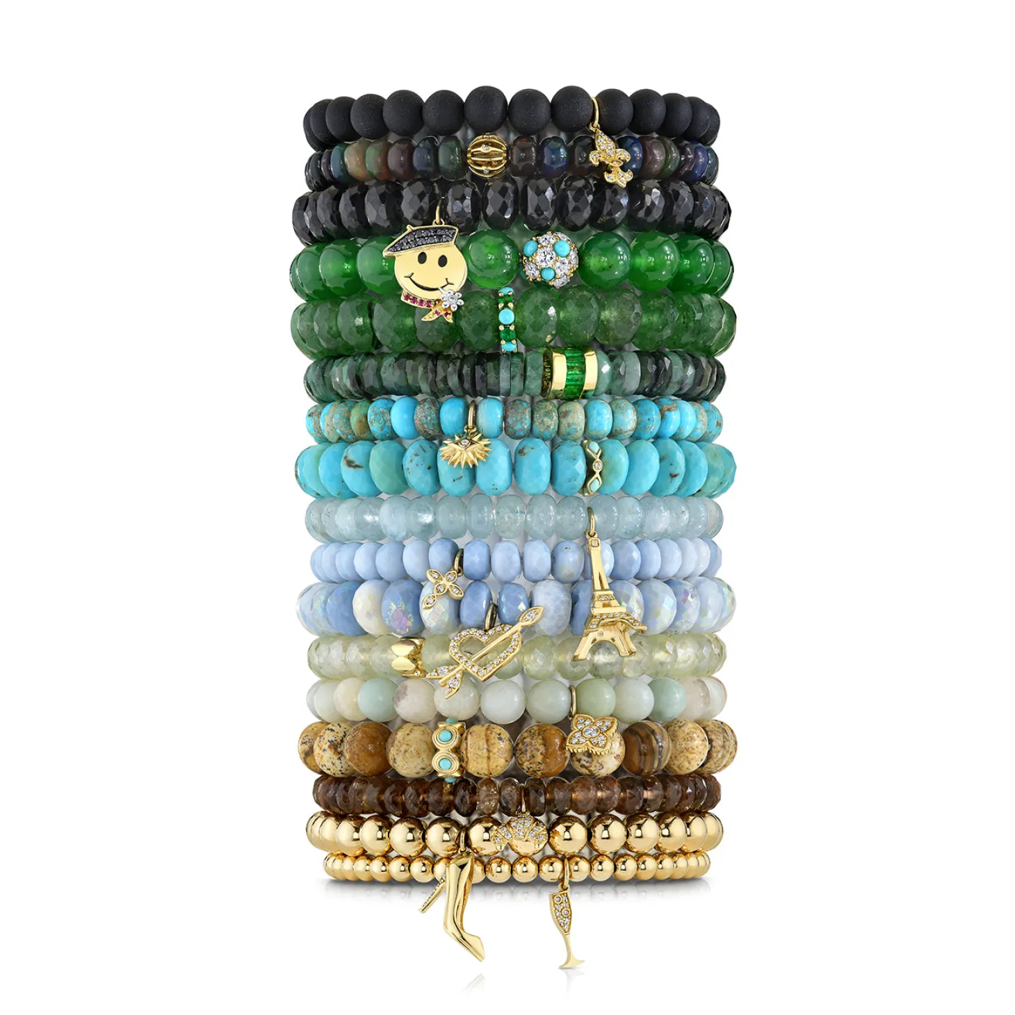Gold & Diamond Rondelle on Turquoise