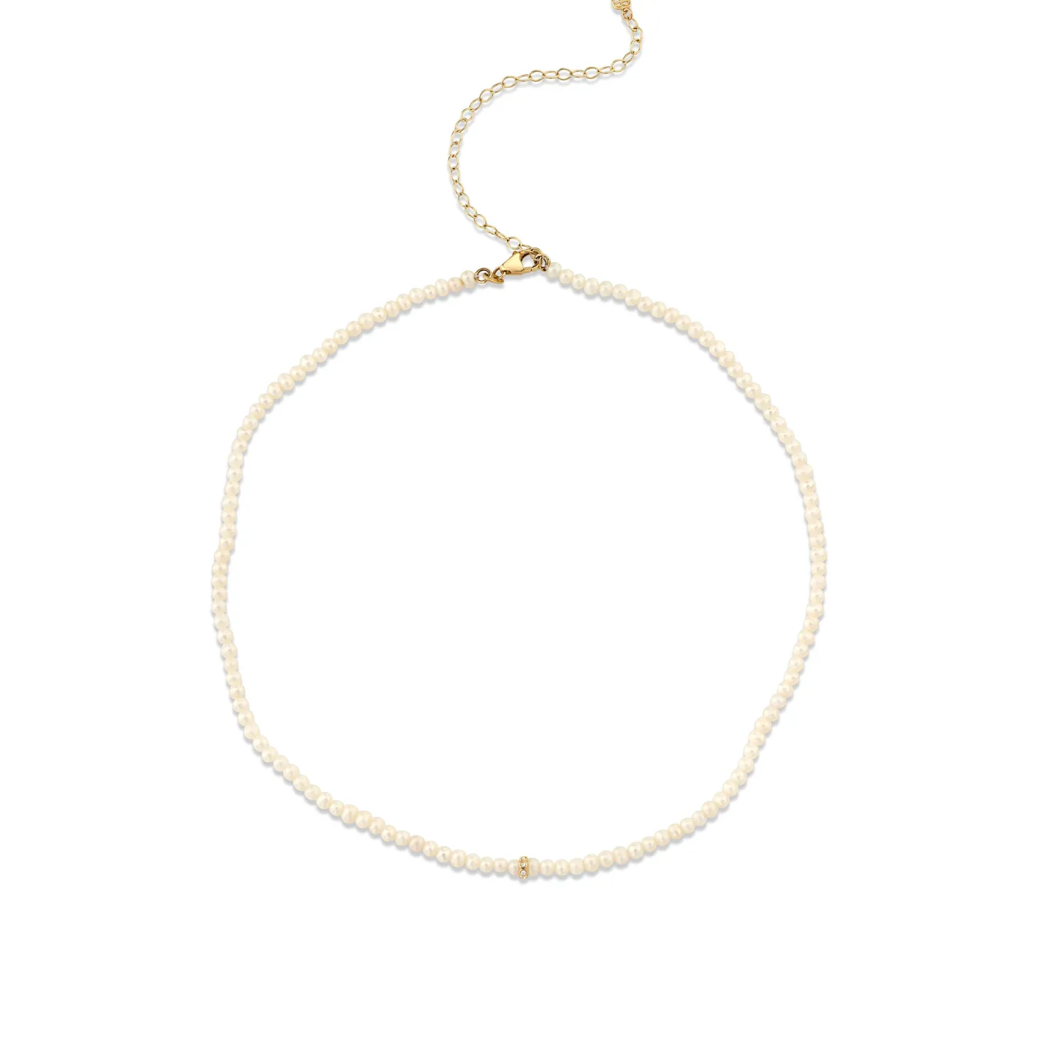 Gold & Diamond Rondelle Pearl Necklace