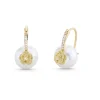 Gold & Diamond Rose Pearl Earrings