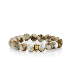 Gold & Diamond Rose Rondelle on Calcite