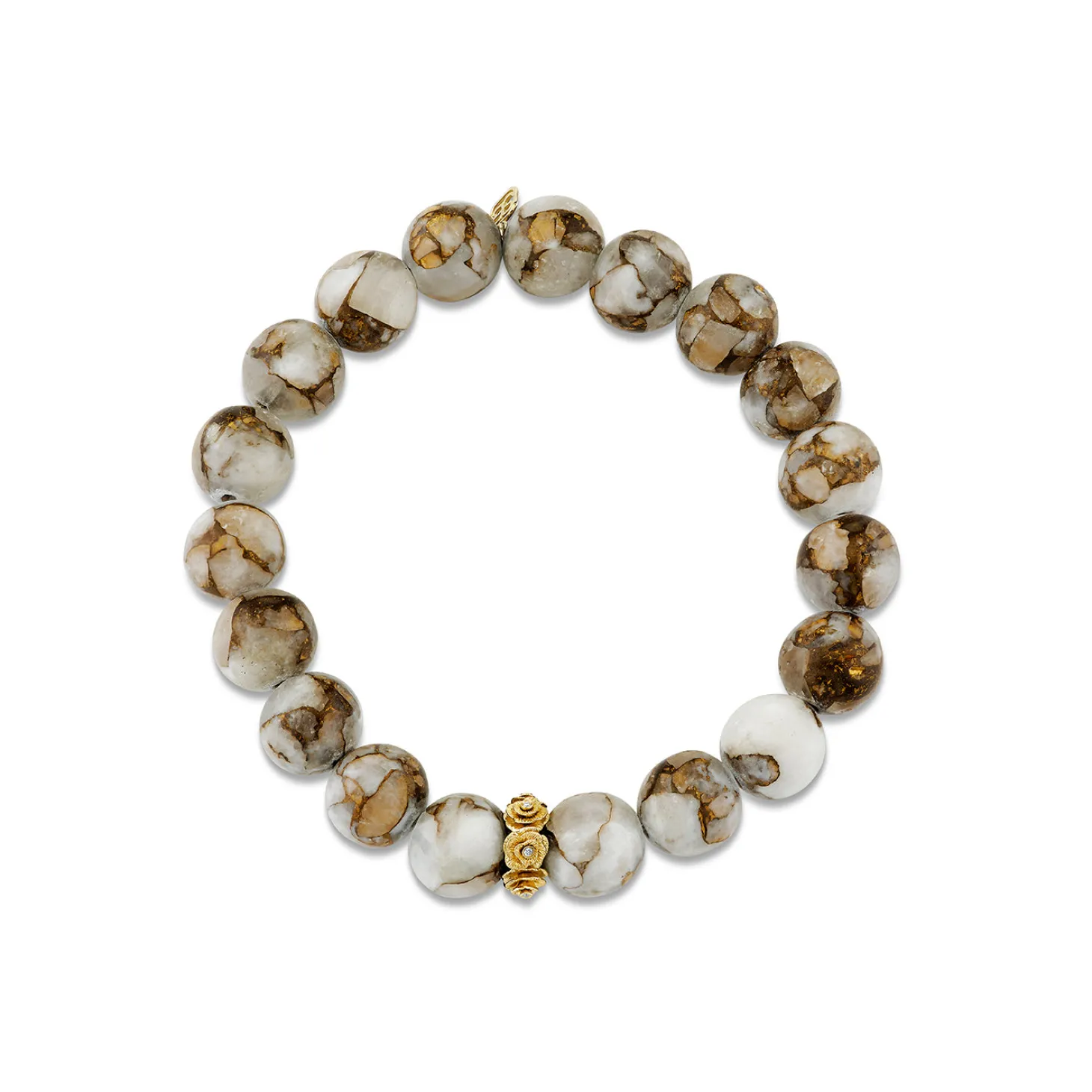 Gold & Diamond Rose Rondelle on Calcite
