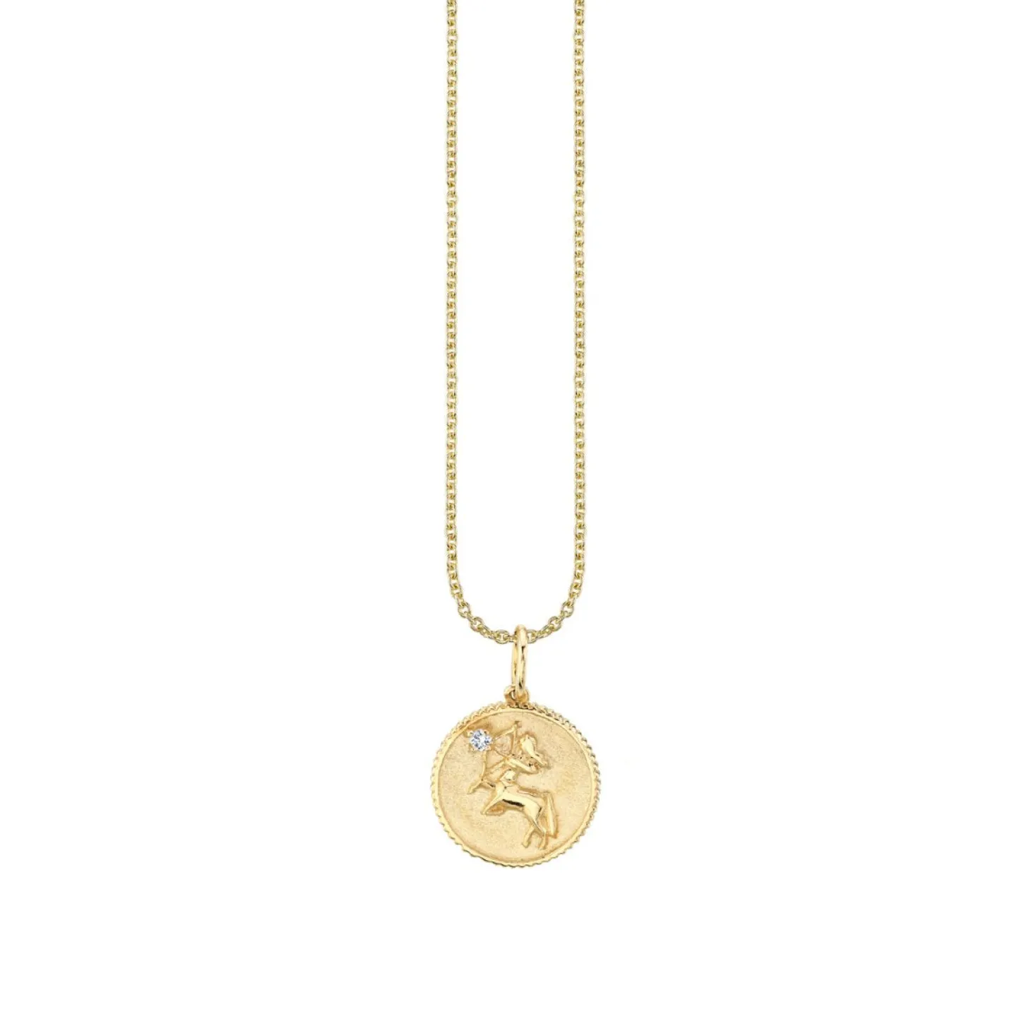 Gold & Diamond Sagittarius Zodiac Medallion