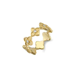 Gold & Diamond Satin Moroccan Flower Eternity Ring