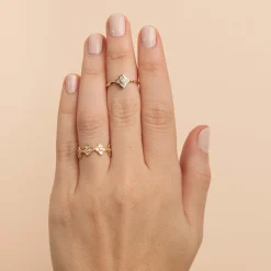 Gold & Diamond Satin Moroccan Flower Eternity Ring