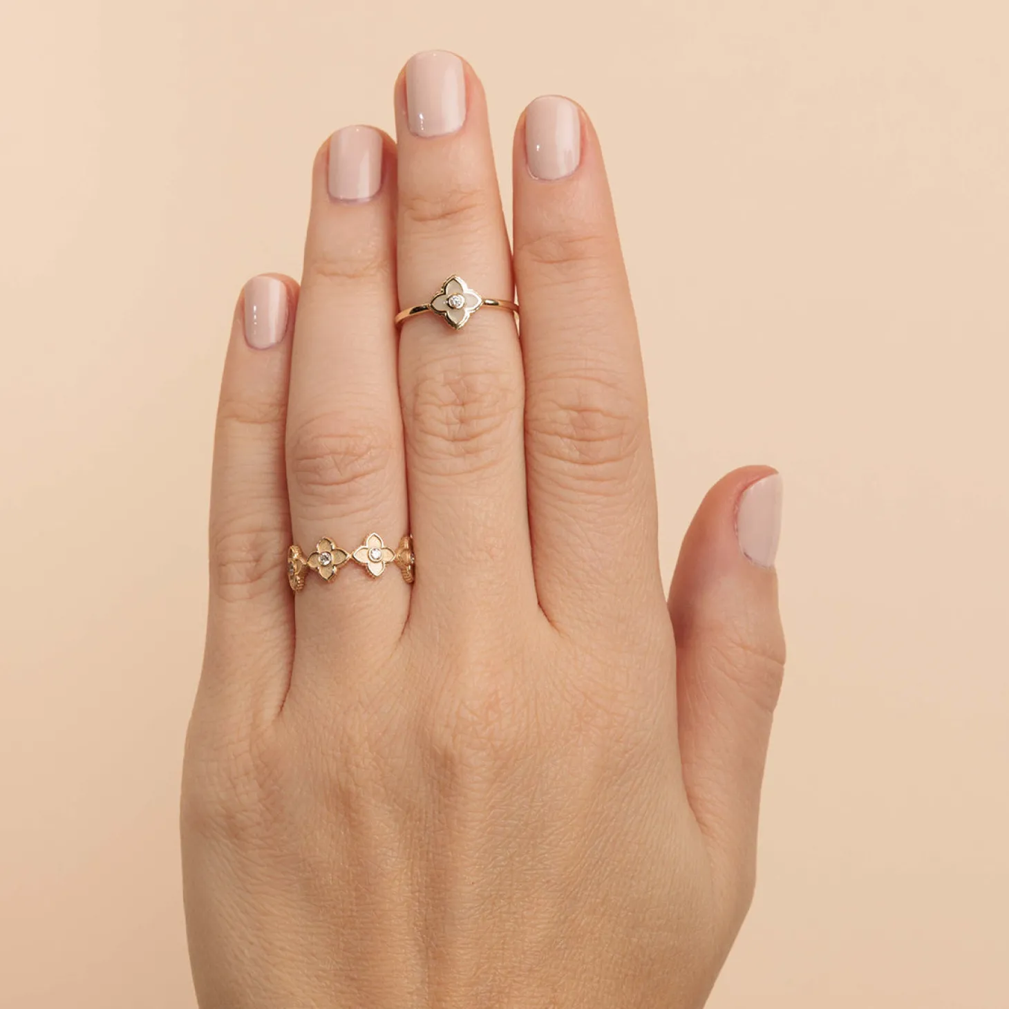 Gold & Diamond Satin Moroccan Flower Eternity Ring