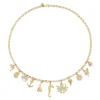 Gold & Diamond Sea Life Multi Charm Necklace