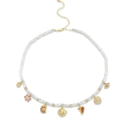 Gold & Diamond Sea Treasures Mother of Pearl Heishi Necklace