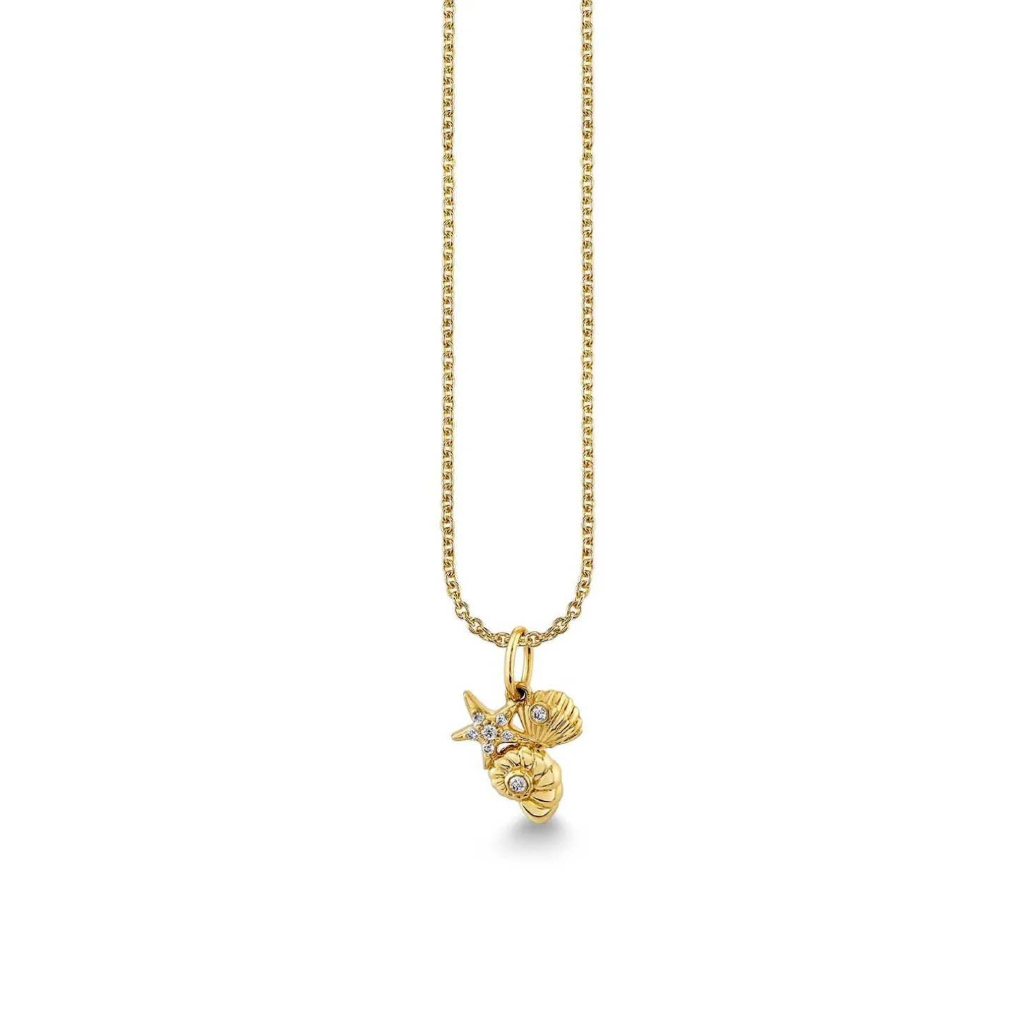 Gold & Diamond Shell Cluster Charm