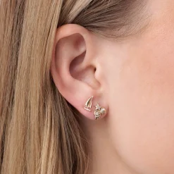 Gold & Diamond Shell Cluster Stud