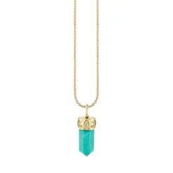 Gold & Diamond Short Carved Stone Charm
