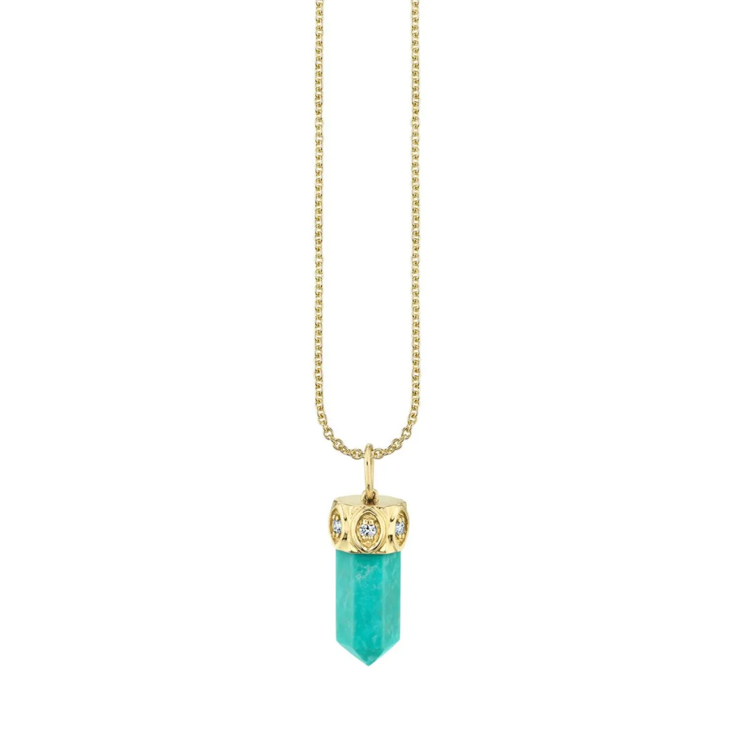 Gold & Diamond Short Carved Stone Charm