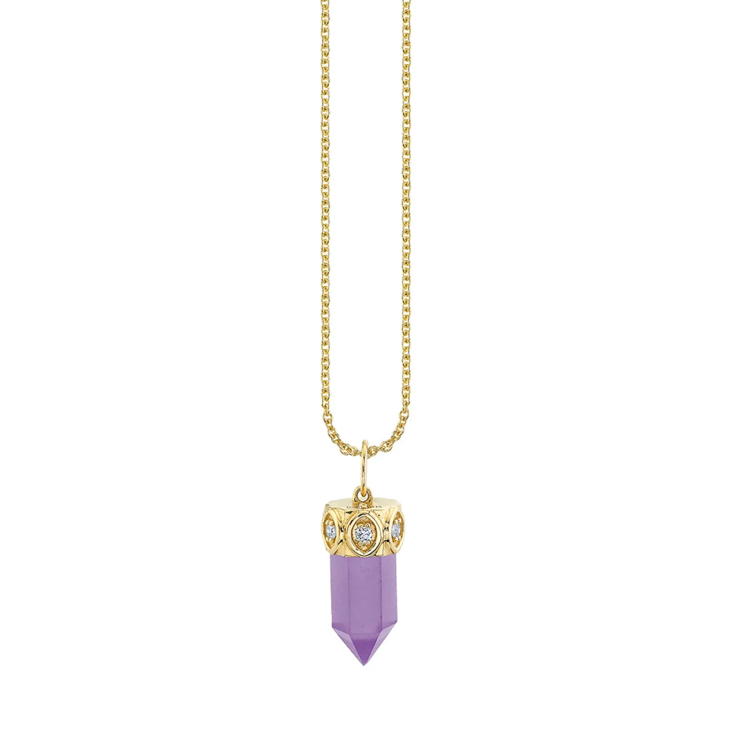 Gold & Diamond Short Carved Stone Charm