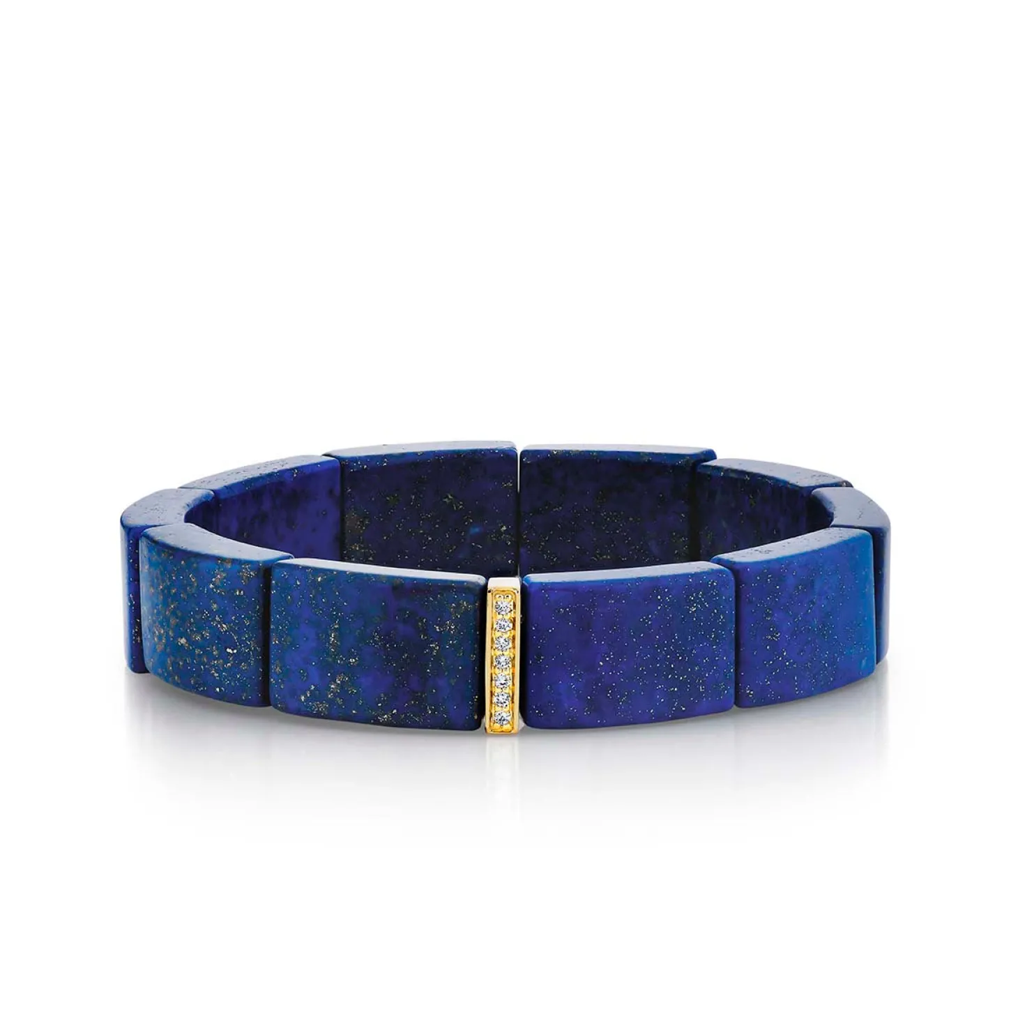Gold & Diamond Single Row Spacer On Lapis