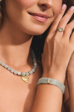 Gold & Diamond Single Row Spacer on Aquamarine