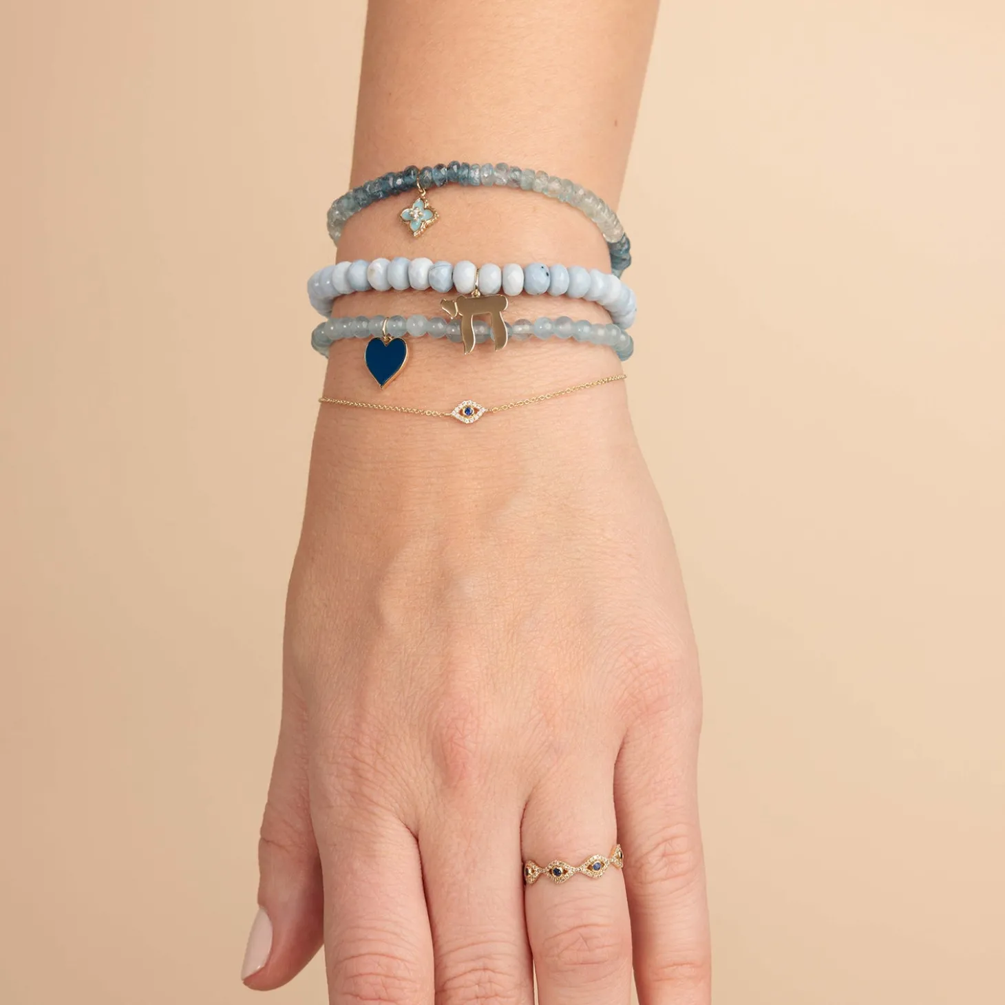 Gold & Diamond Small Bezel Eye Bracelet
