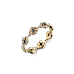 Gold & Diamond Small Bezel Eye Eternity Ring
