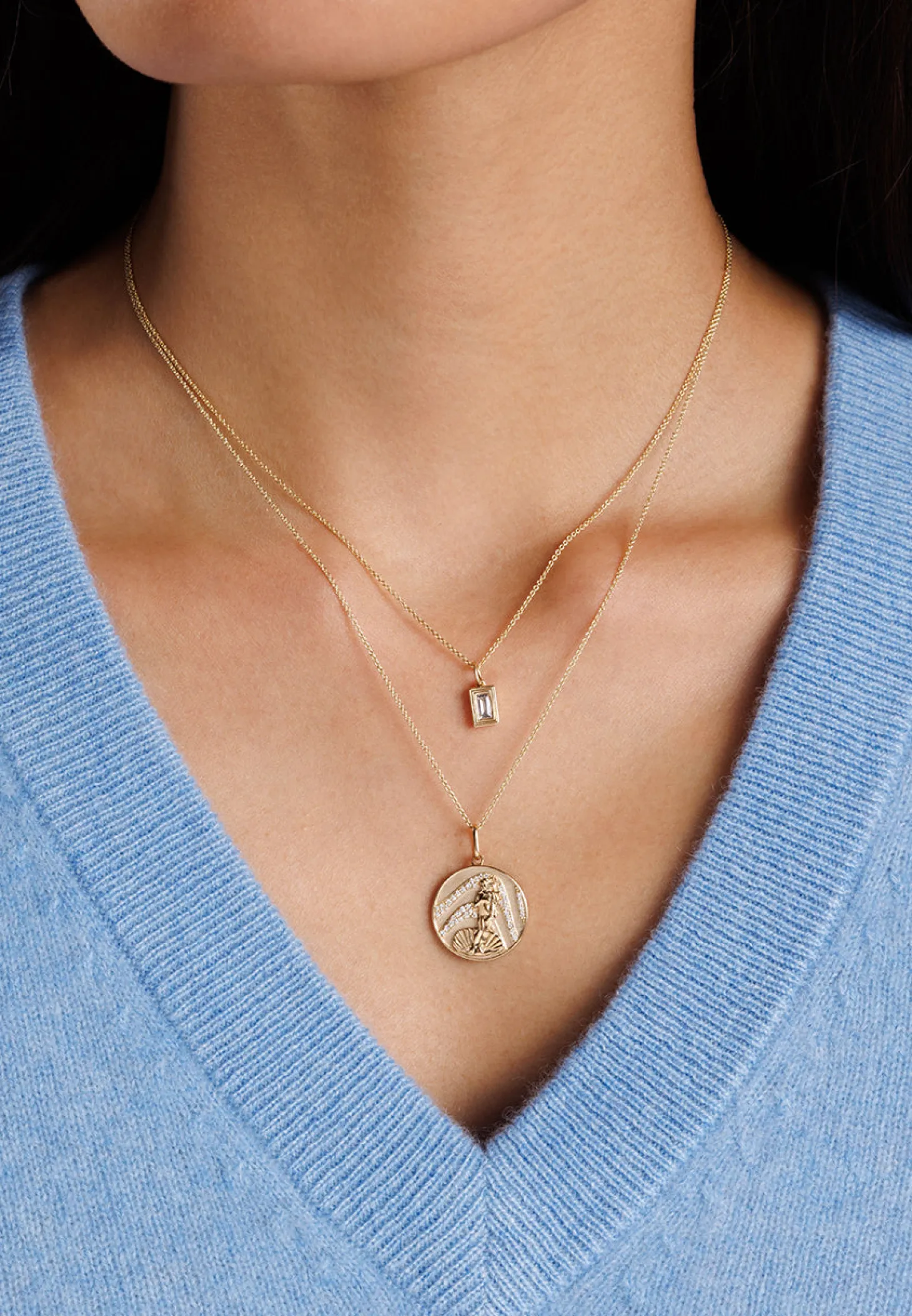 Gold & Diamond Small Birth of Venus Coin