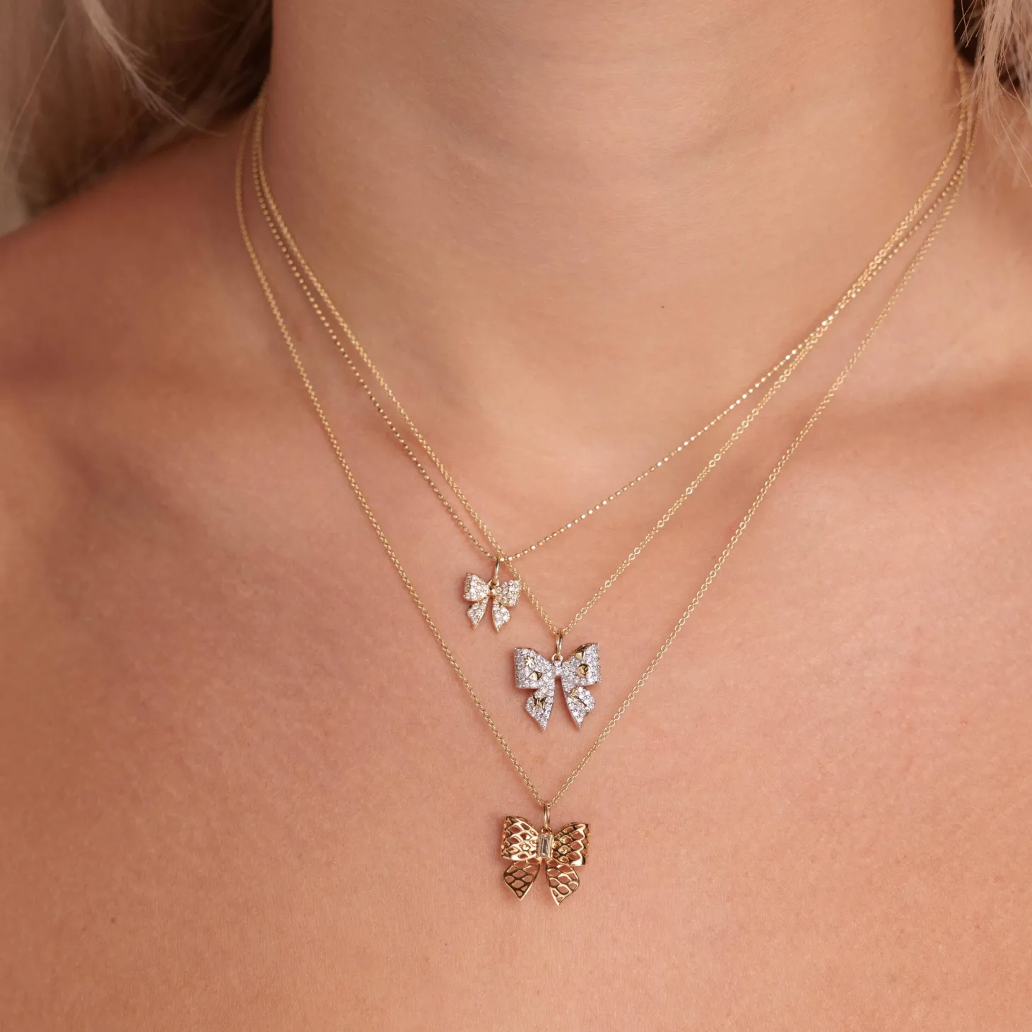 Gold & Diamond Small Bow Charm