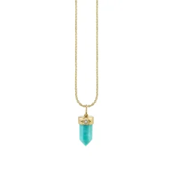 Gold & Diamond Small Carved Stone Charm