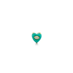 Gold & Diamond Small Carved Stone Heart Stud