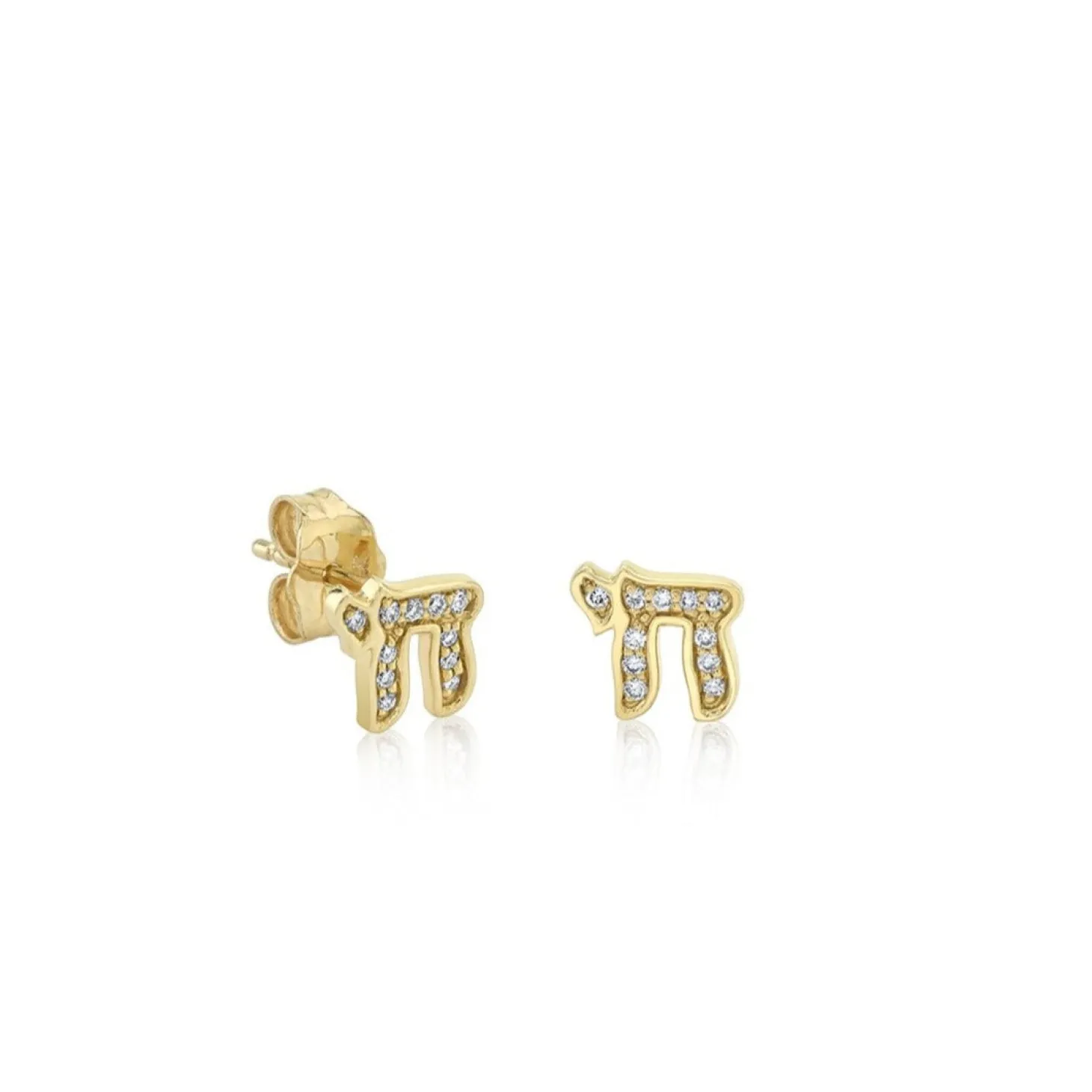 Gold & Diamond Small Chai Stud