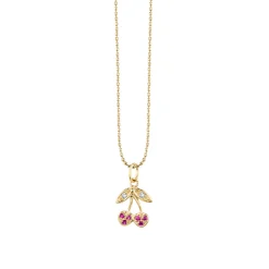Gold & Diamond Small Cherry Charm
