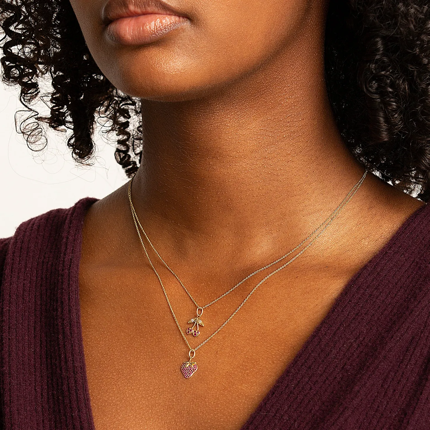 Gold & Diamond Small Cherry Charm