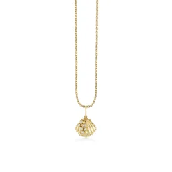 Gold & Diamond Small Clam Shell Charm