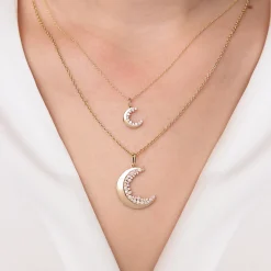 Gold & Diamond Small Cocktail Crescent Moon Charm