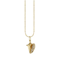 Gold & Diamond Small Conch Shell Charm