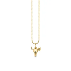 Gold & Diamond Small Cow Skull Charm