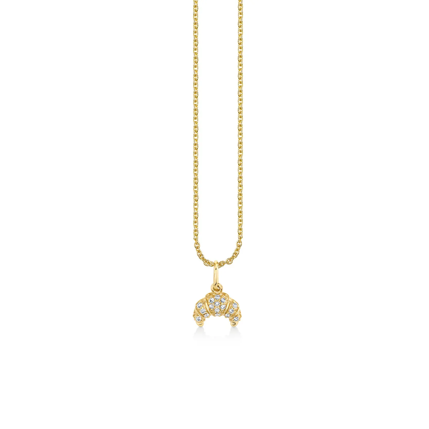 Gold & Diamond Small Croissant Charm