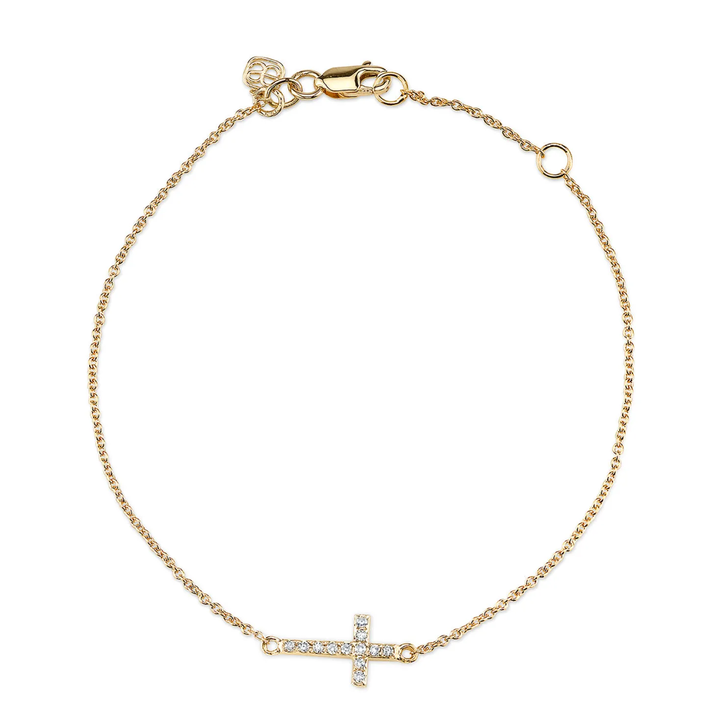 Gold & Diamond Small Cross Bracelet