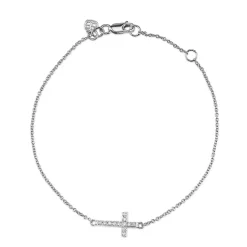 Gold & Diamond Small Cross Bracelet